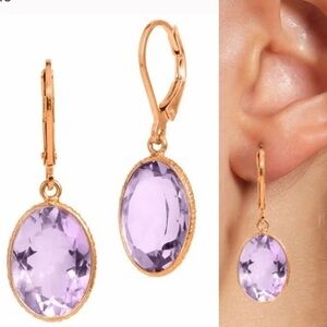 Savvy Cie Amethyst Drop Earrings NWT